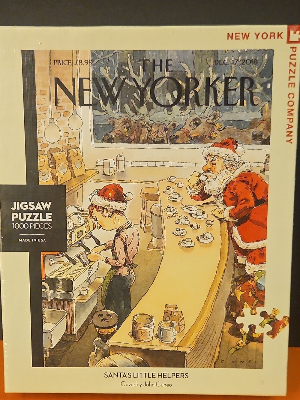 The New Yorker 'Santa's Little Helpers' 1000pc Jigsaw Puzzle - Red, Cream, Brown